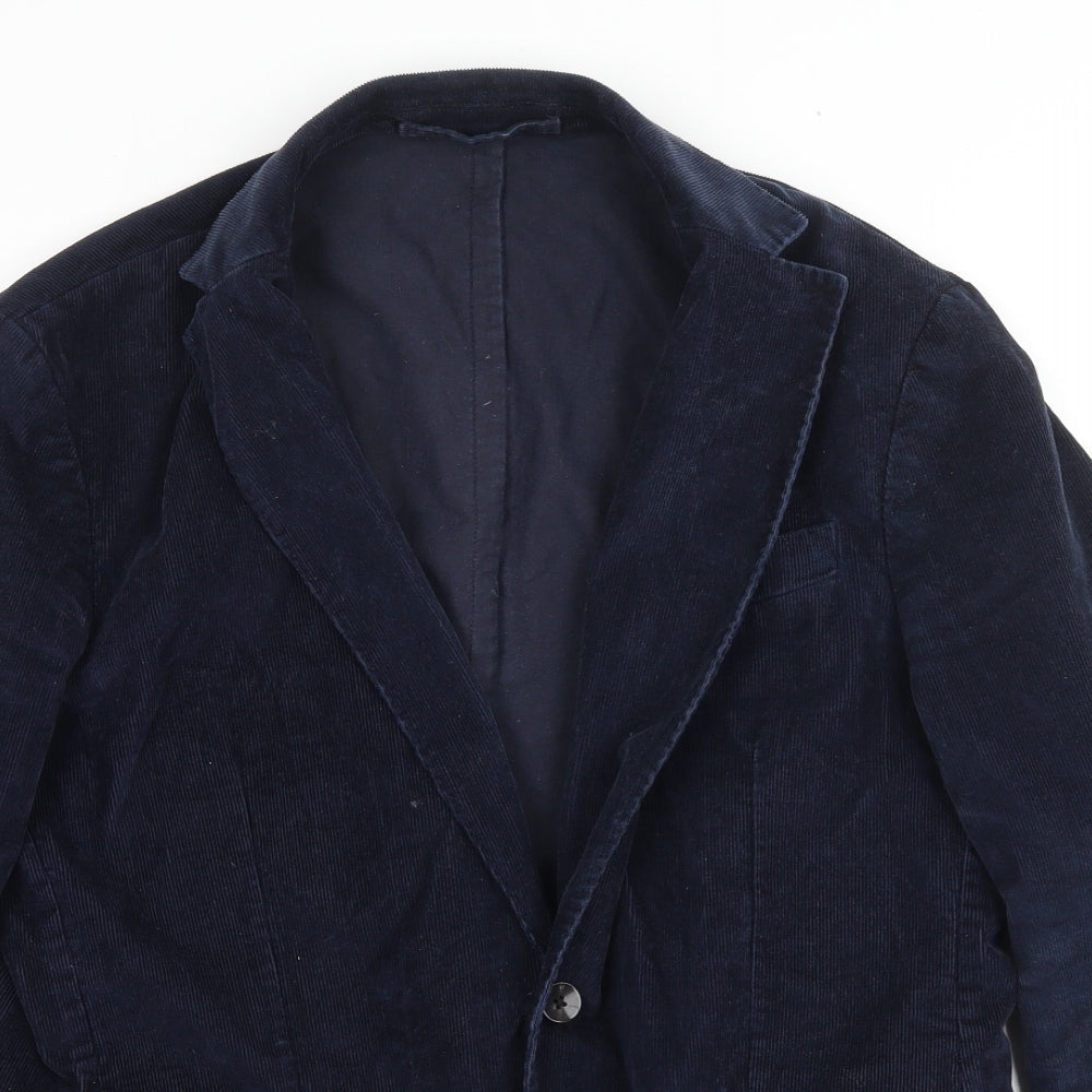 Jigsaw Mens Blue Cotton Jacket Blazer Size L Regular