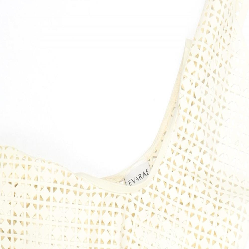 Evarae Womens Beige Geometric Polyester One Piece Size S - Cut Out Detail One Sleeve
