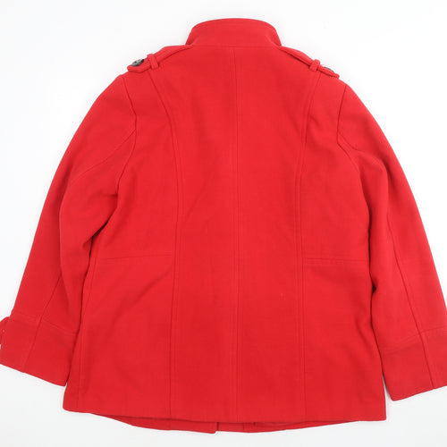 Warehouse Womens Red Pea Coat Coat Size 16 Button