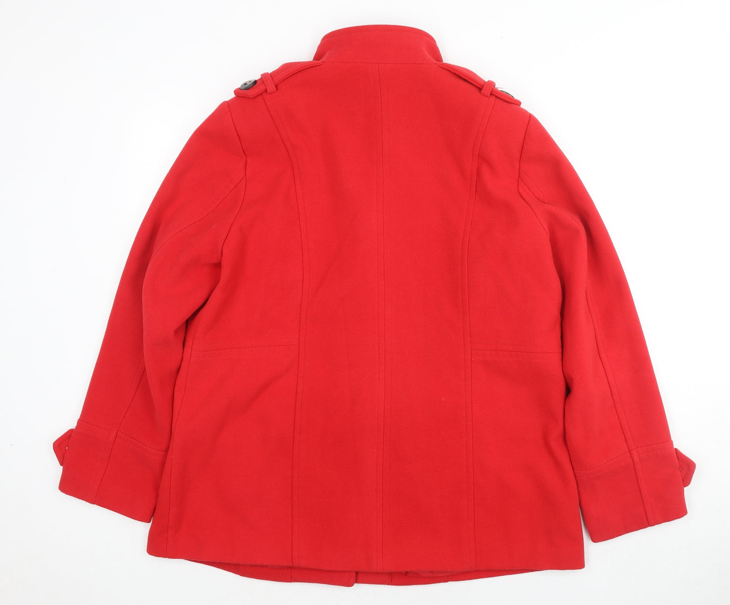 Warehouse Womens Red Pea Coat Coat Size 16 Button