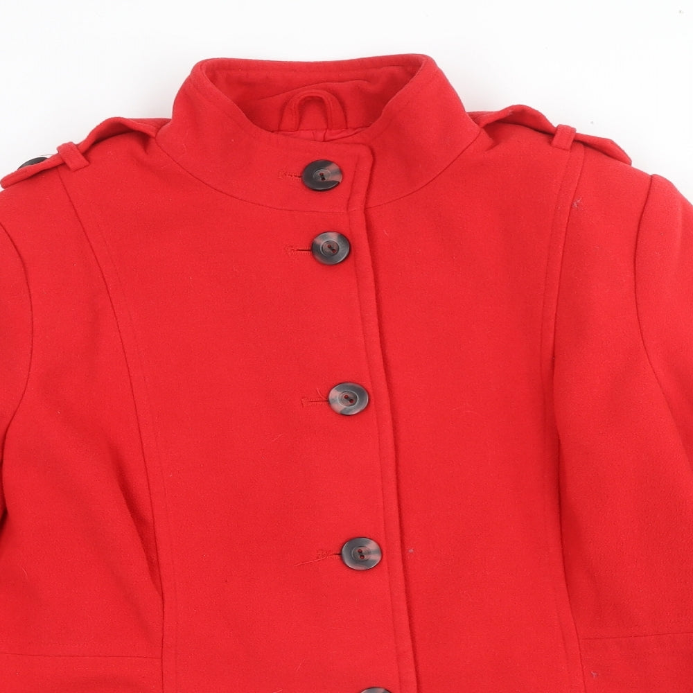 Warehouse Womens Red Pea Coat Coat Size 16 Button