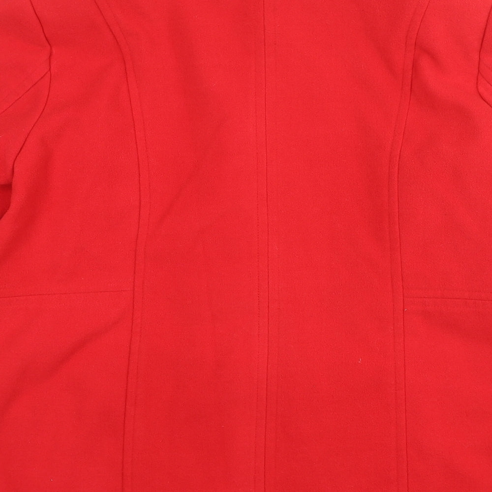 Warehouse Womens Red Pea Coat Coat Size 16 Button