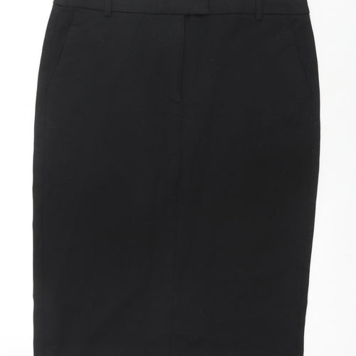 Marks and Spencer Womens Black Polyester A-Line Skirt Size 14 Zip
