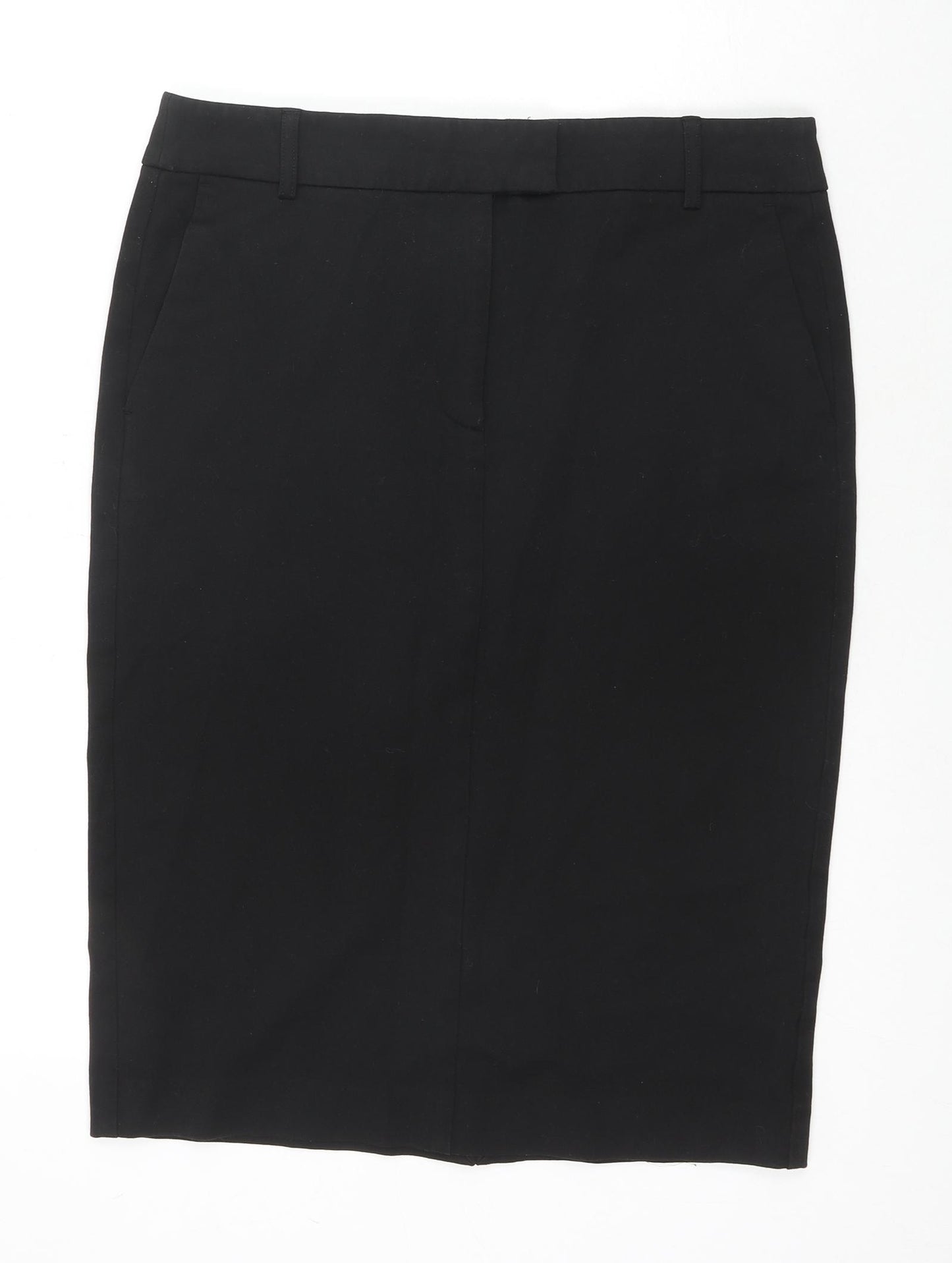 Marks and Spencer Womens Black Polyester A-Line Skirt Size 14 Zip
