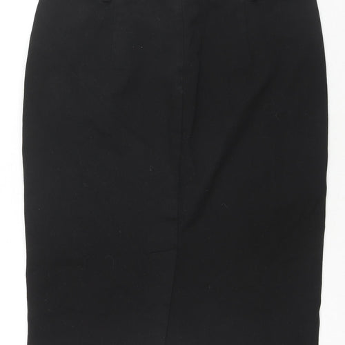 Marks and Spencer Womens Black Polyester A-Line Skirt Size 14 Zip
