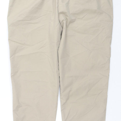 Marks and Spencer Womens Beige Cotton Cropped Trousers Size 16 L24 in Regular Zip