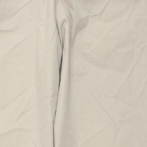 Marks and Spencer Womens Beige Cotton Cropped Trousers Size 16 L24 in Regular Zip
