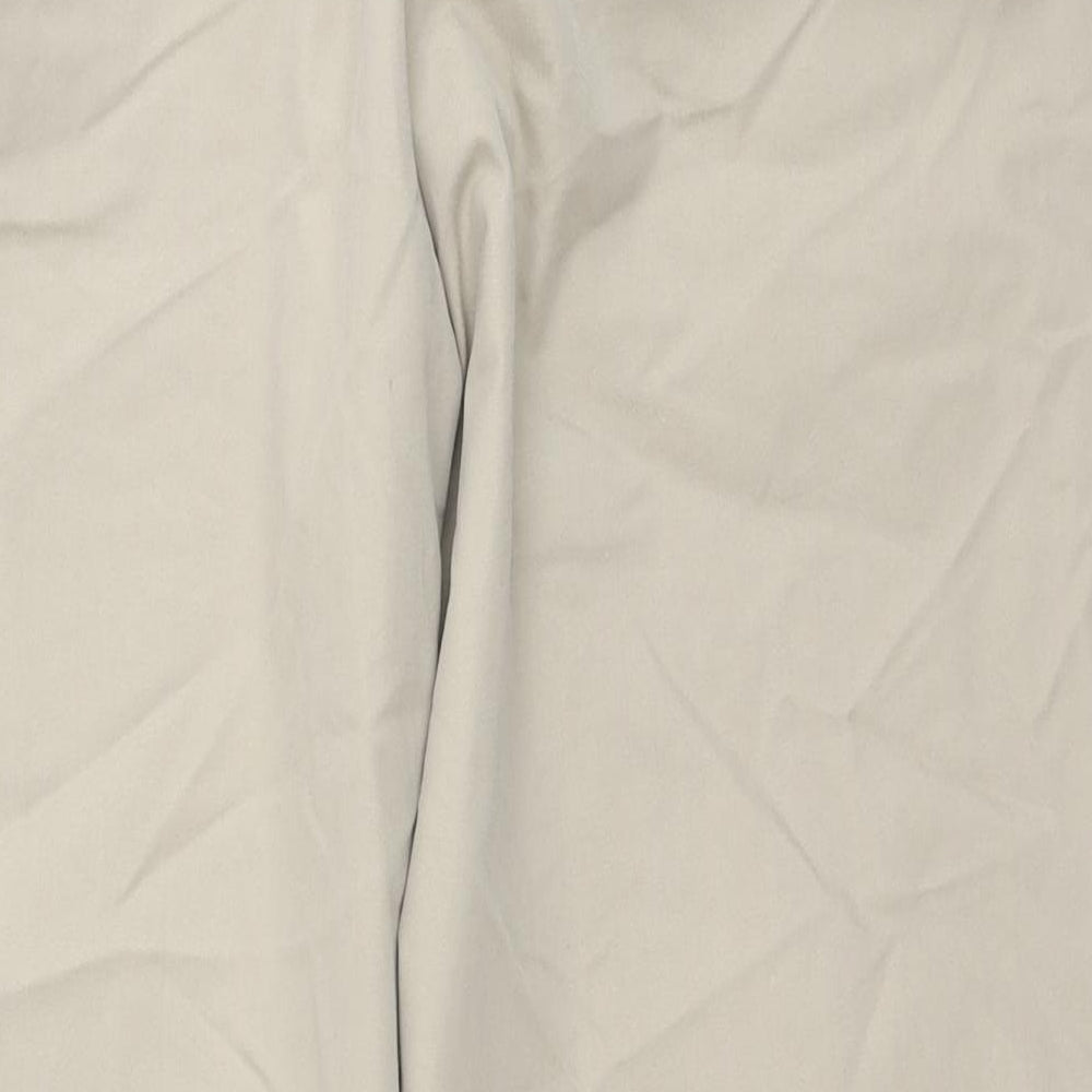 Marks and Spencer Womens Beige Cotton Cropped Trousers Size 16 L24 in Regular Zip