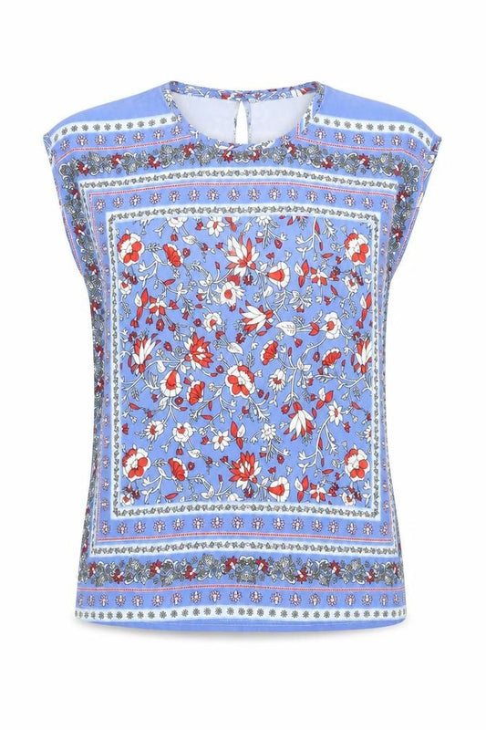 Front view of Intuition women’s multicoloured floral polyester basic blouse, size UK 8, round neck -, size UK 8-10