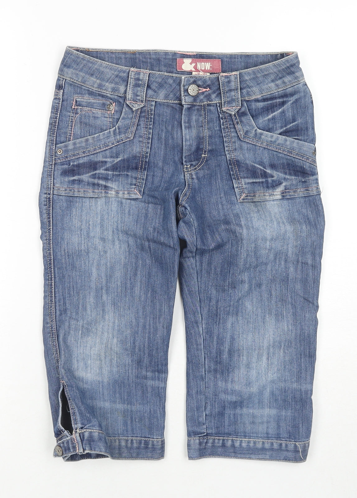 &Now Girls Blue Cotton Cropped Jeans Size 11-12 Years Regular Snap