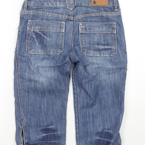 &Now Girls Blue Cotton Cropped Jeans Size 11-12 Years Regular Snap