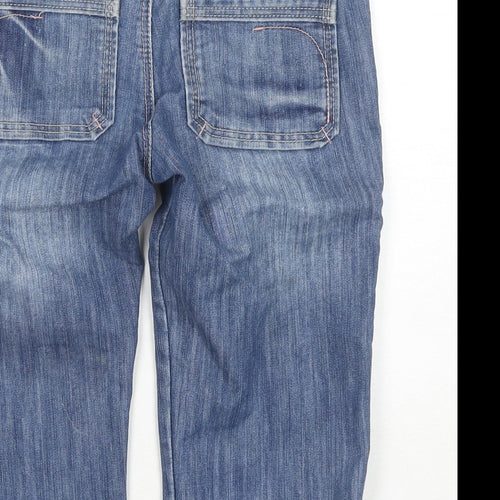 &Now Girls Blue Cotton Cropped Jeans Size 11-12 Years Regular Snap