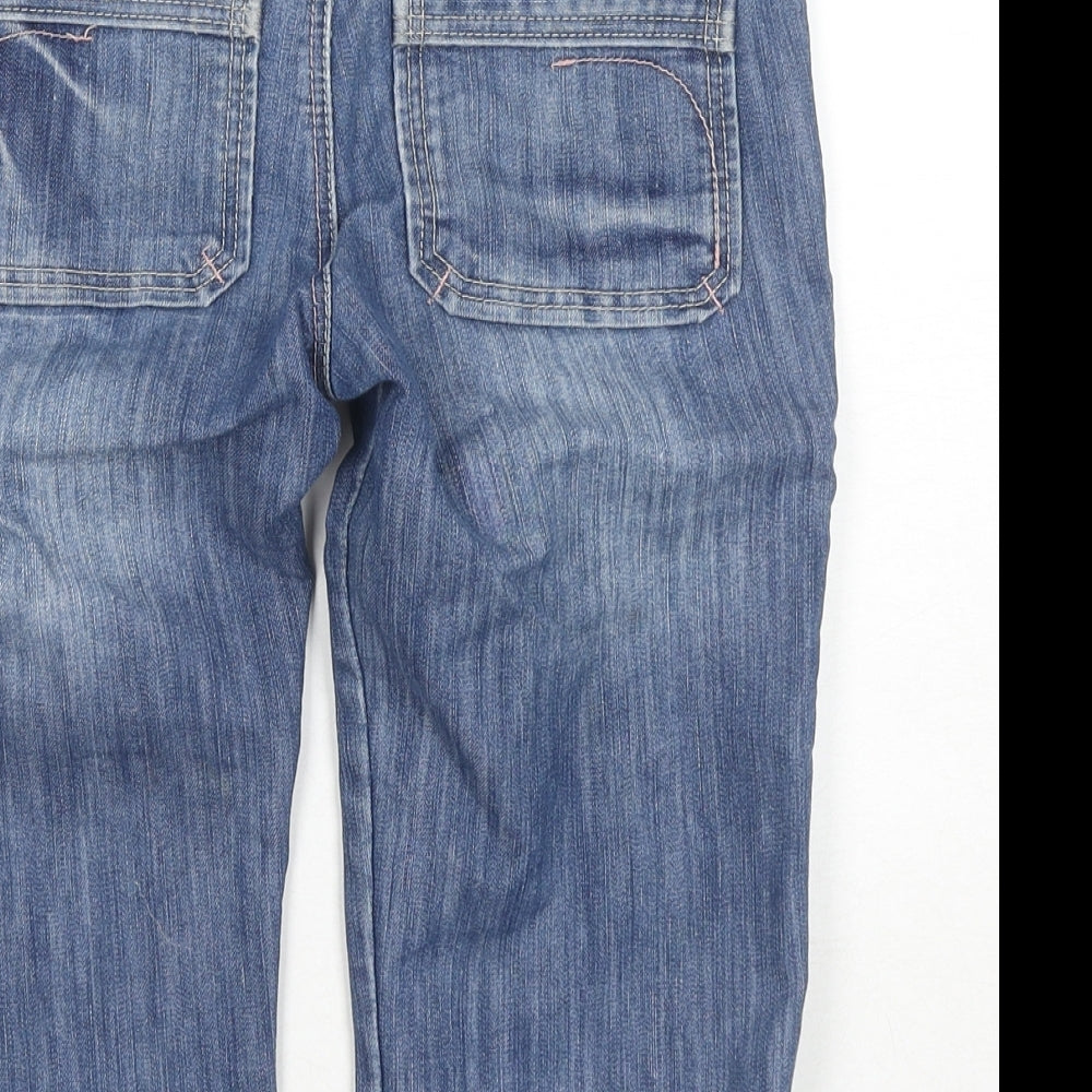 &Now Girls Blue Cotton Cropped Jeans Size 11-12 Years Regular Snap
