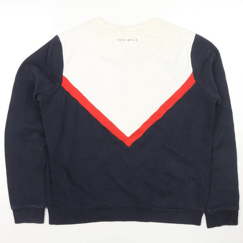 Jack Wills Womens Blue Colourblock Cotton Pullover Sweatshirt Size 10 Pullover
