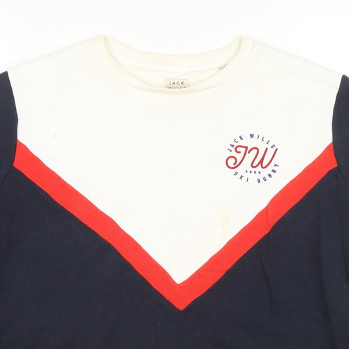 Jack Wills Womens Blue Colourblock Cotton Pullover Sweatshirt Size 10 Pullover