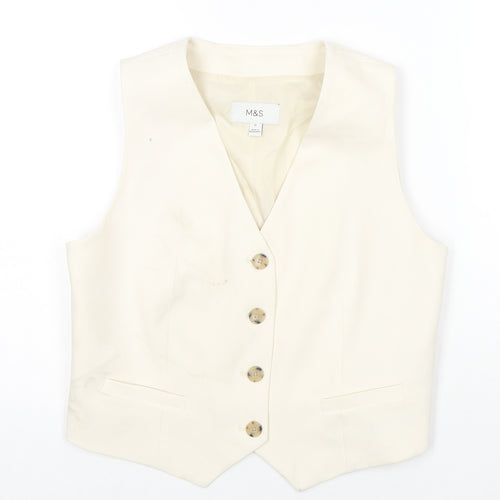 Marks and Spencer Womens Ivory Gilet Blazer Size 12 Button