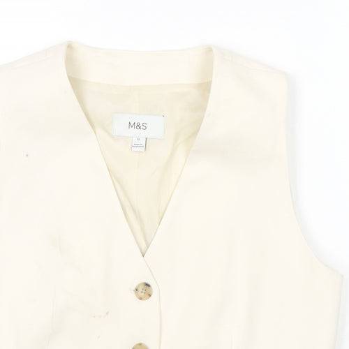 Marks and Spencer Womens Ivory Gilet Blazer Size 12 Button