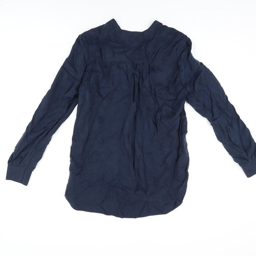 Autograph Womens Blue Cupro Basic Button-Up Size 6 V-Neck
