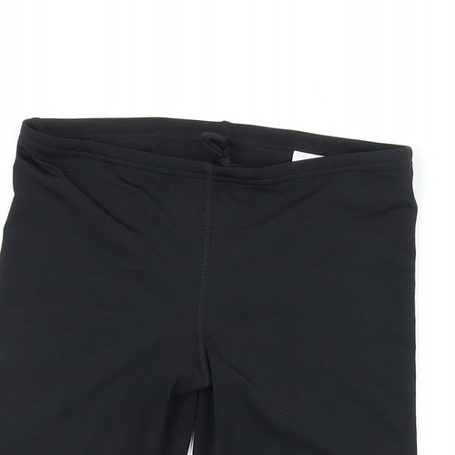 Speedo Boys Black Polyester Biker Shorts Size 9-10 Years Regular Drawstring - Swim Shorts
