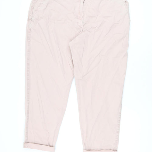 Marks and Spencer Womens Pink Cotton Chino Trousers Size 20 L25 in Regular Zip
