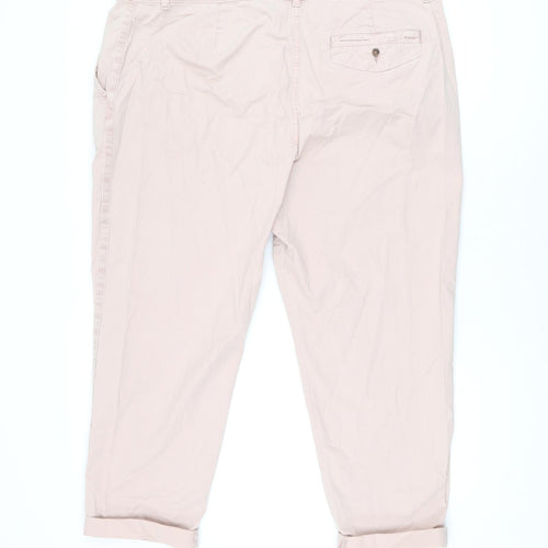 Marks and Spencer Womens Pink Cotton Chino Trousers Size 20 L25 in Regular Zip
