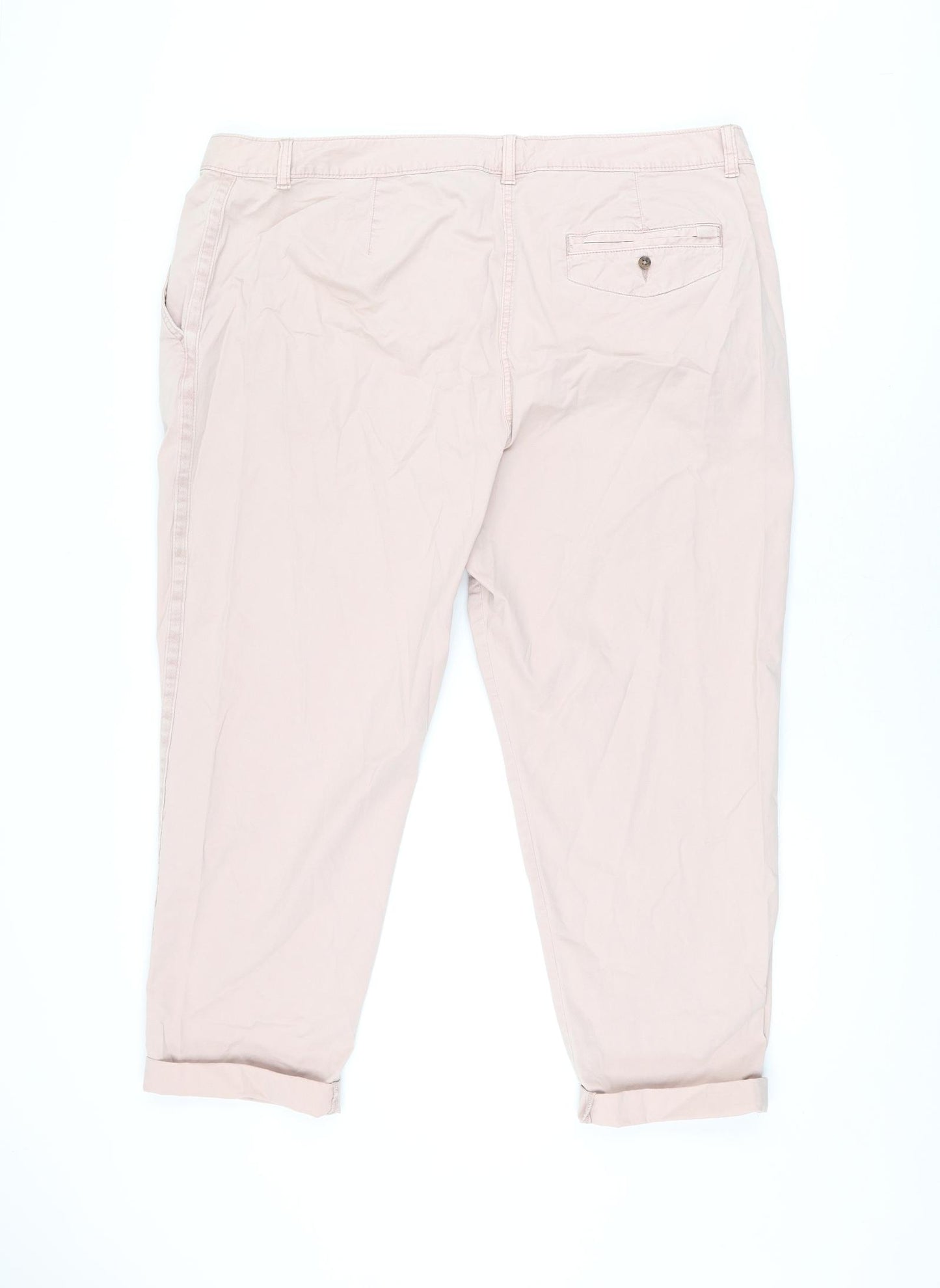 Marks and Spencer Womens Pink Cotton Chino Trousers Size 20 L25 in Regular Zip