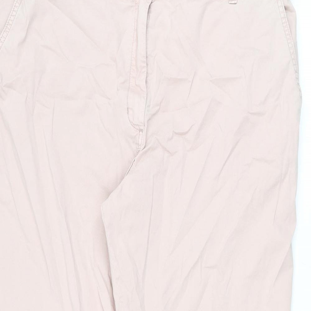 Marks and Spencer Womens Pink Cotton Chino Trousers Size 20 L25 in Regular Zip