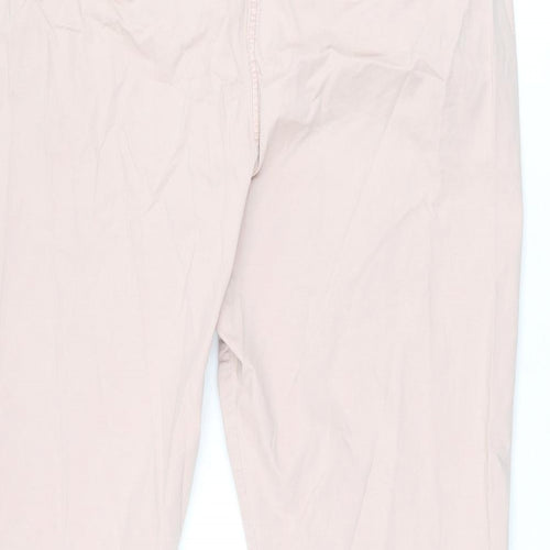 Marks and Spencer Womens Pink Cotton Chino Trousers Size 20 L25 in Regular Zip