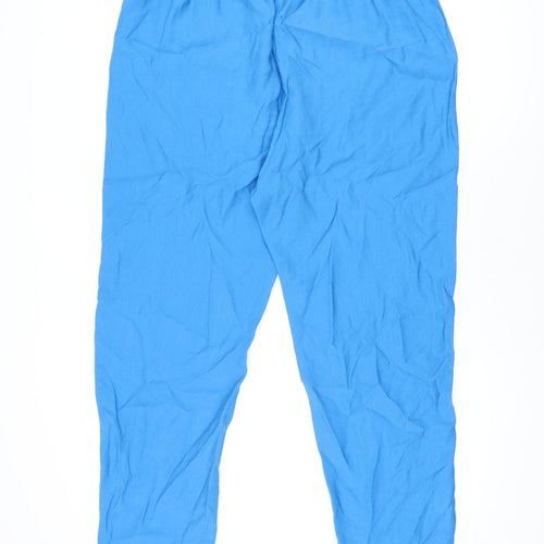 Marks and Spencer Womens Blue Polyester Trousers Size 18 L29 in Regular Drawstring