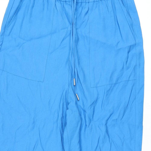 Marks and Spencer Womens Blue Polyester Trousers Size 18 L29 in Regular Drawstring
