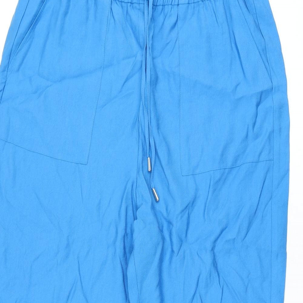 Marks and Spencer Womens Blue Polyester Trousers Size 18 L29 in Regular Drawstring