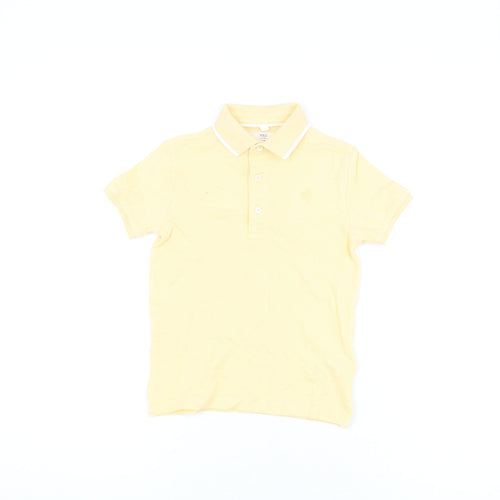 Marks and Spencer Boys Yellow Cotton Basic T-Shirt Size 4-5 Years Collared Button