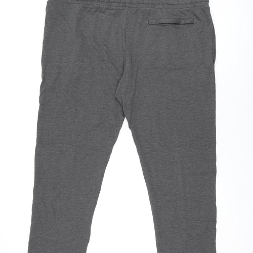 Marks and Spencer Mens Grey Cotton Jogger Trousers Size 3XL L28 in Regular Drawstring