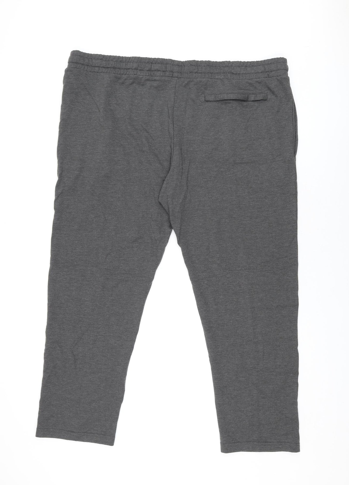 Marks and Spencer Mens Grey Cotton Jogger Trousers Size 3XL L28 in Regular Drawstring