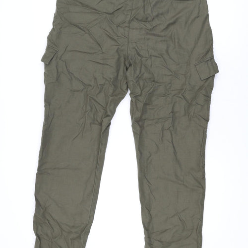Autograph Mens Green Cotton Cargo Trousers Size 36 in L33 in Regular Zip