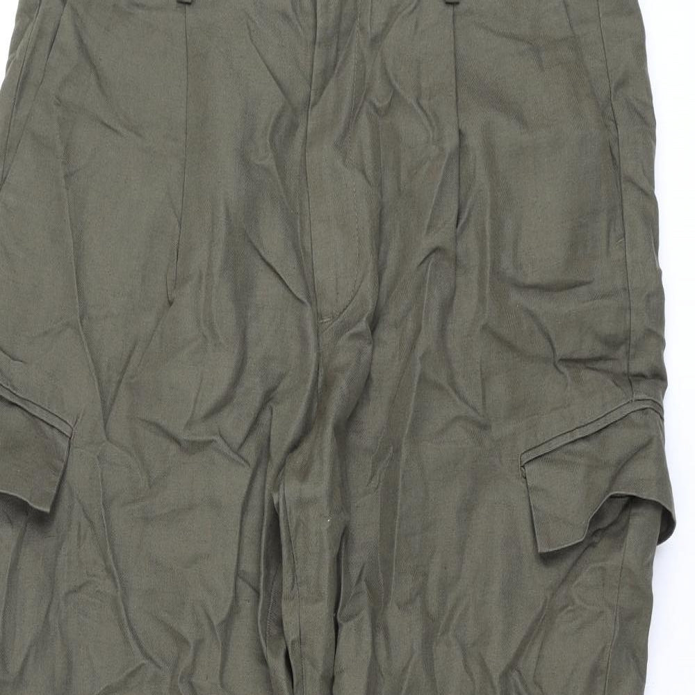 Autograph Mens Green Cotton Cargo Trousers Size 36 in L33 in Regular Zip