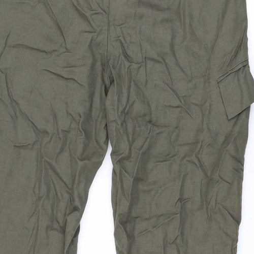 Autograph Mens Green Cotton Cargo Trousers Size 36 in L33 in Regular Zip