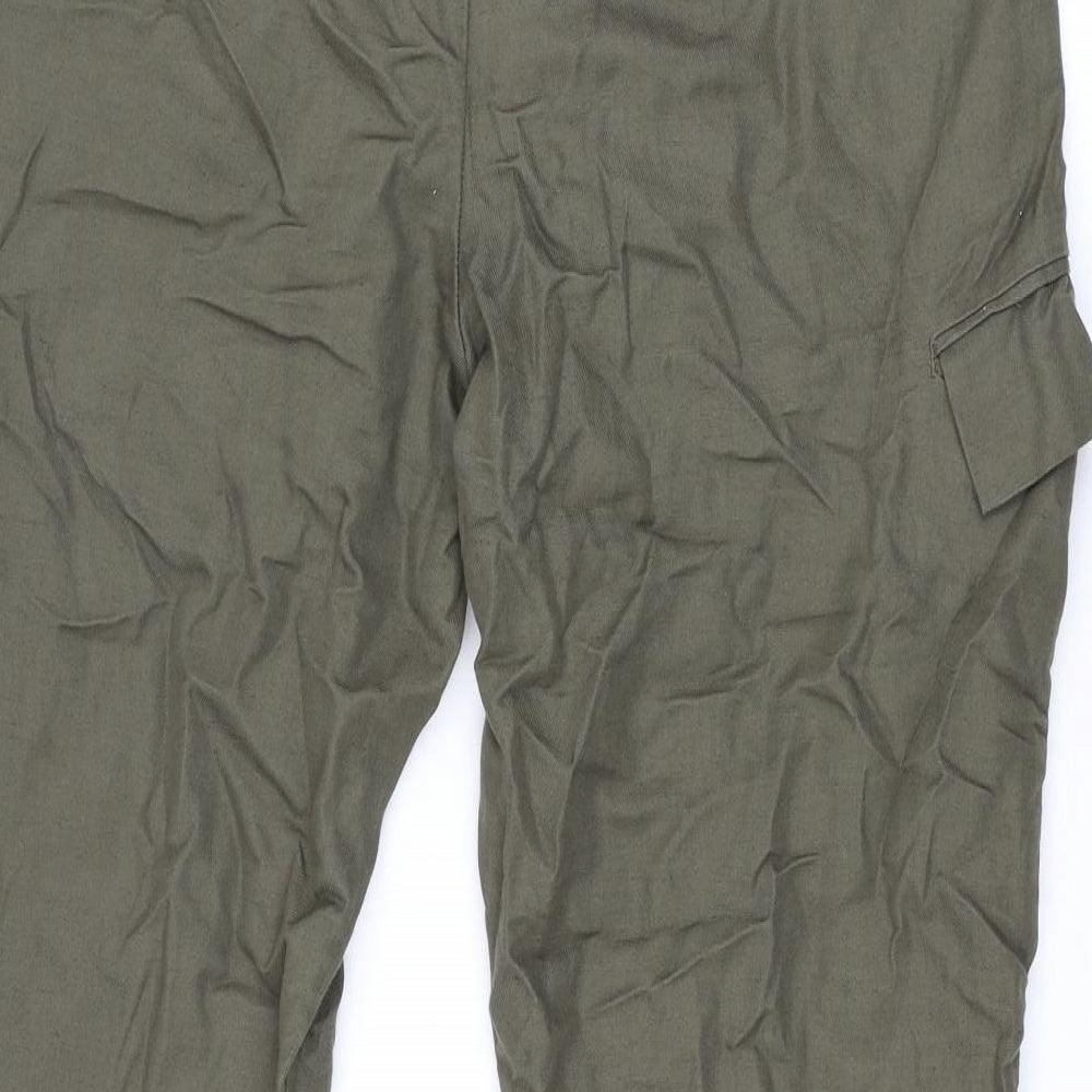 Autograph Mens Green Cotton Cargo Trousers Size 36 in L33 in Regular Zip