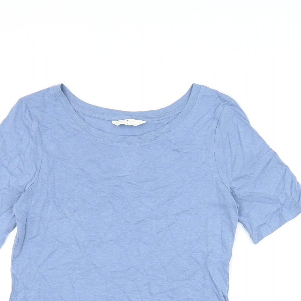 Marks and Spencer Womens Blue Solid Cotton Top Pyjama Top Size 6