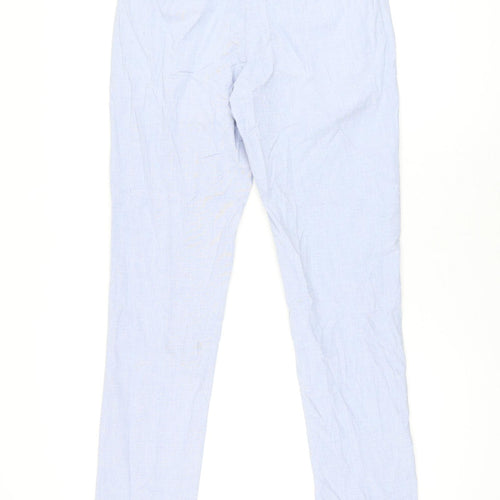 Marks and Spencer Mens Blue Cotton Trousers Size 30 in L33 in Regular Zip