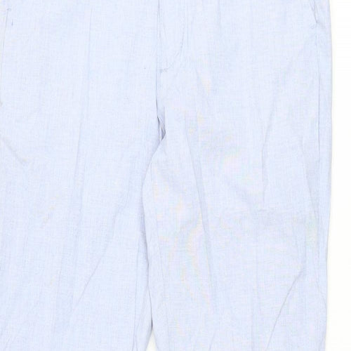 Marks and Spencer Mens Blue Cotton Trousers Size 30 in L33 in Regular Zip
