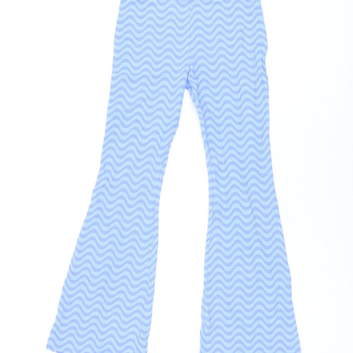 Marks and Spencer Girls Blue Geometric Cotton Jogger Trousers Size 10-11 Years L25 in Regular Pullover