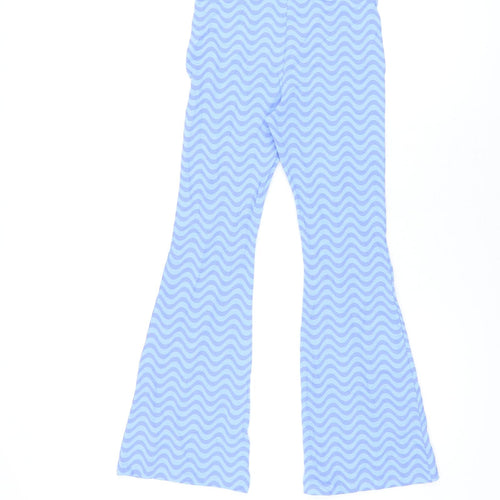 Marks and Spencer Girls Blue Geometric Cotton Jogger Trousers Size 10-11 Years L25 in Regular Pullover