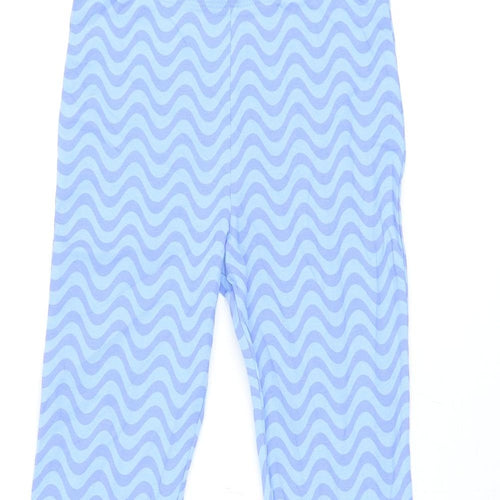 Marks and Spencer Girls Blue Geometric Cotton Jogger Trousers Size 10-11 Years L25 in Regular Pullover