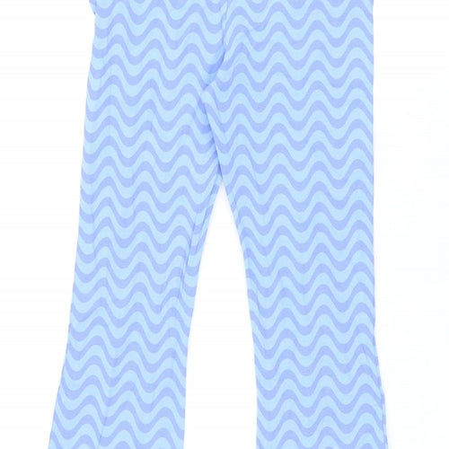 Marks and Spencer Girls Blue Geometric Cotton Jogger Trousers Size 10-11 Years L25 in Regular Pullover