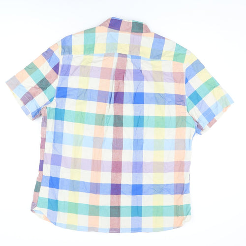 Marks and Spencer Mens Multicoloured Geometric Cotton Button-Up Size XL Collared Button