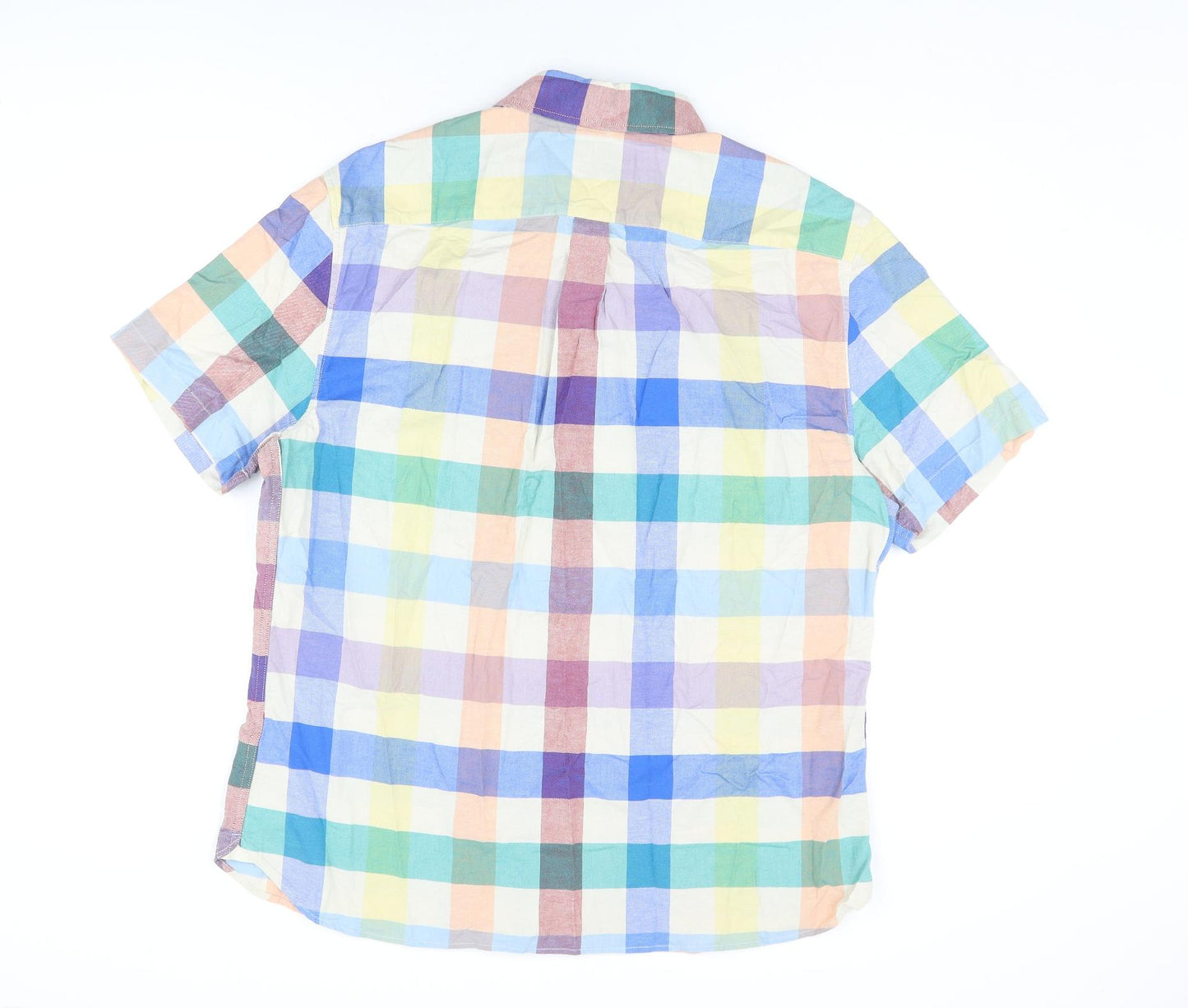 Marks and Spencer Mens Multicoloured Geometric Cotton Button-Up Size XL Collared Button