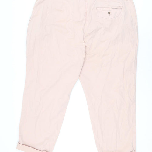 Marks and Spencer Womens Pink Cotton Chino Trousers Size 20 L25 in Regular Zip
