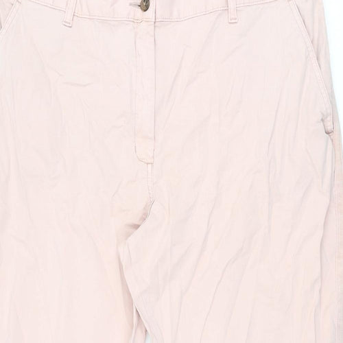 Marks and Spencer Womens Pink Cotton Chino Trousers Size 20 L25 in Regular Zip