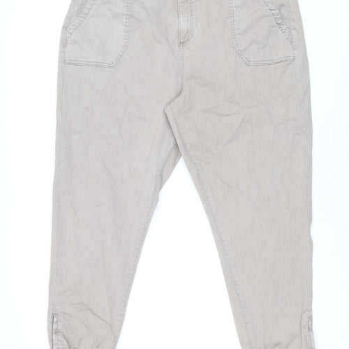 Marks and Spencer Womens Brown Cotton Trousers Size 22 L27 in Regular Zip